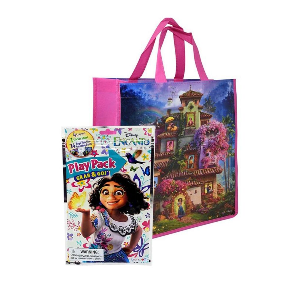 Encanto 12" Tote Bag Purple w/ Disney Grab-n-Go Play Pack Stickers Crayons set